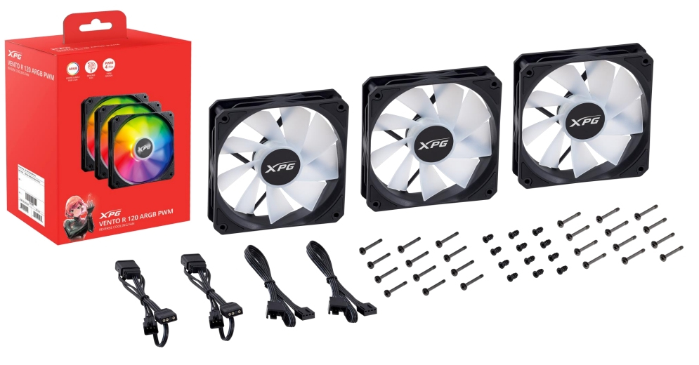 VENTO 120 ARGB PWM (paquete de 3) Negro