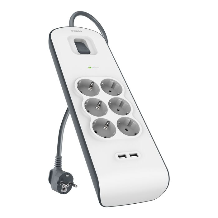 BSV604VF2M-V2 limitador de tensión Gris, Blanco 6 salidas AC
