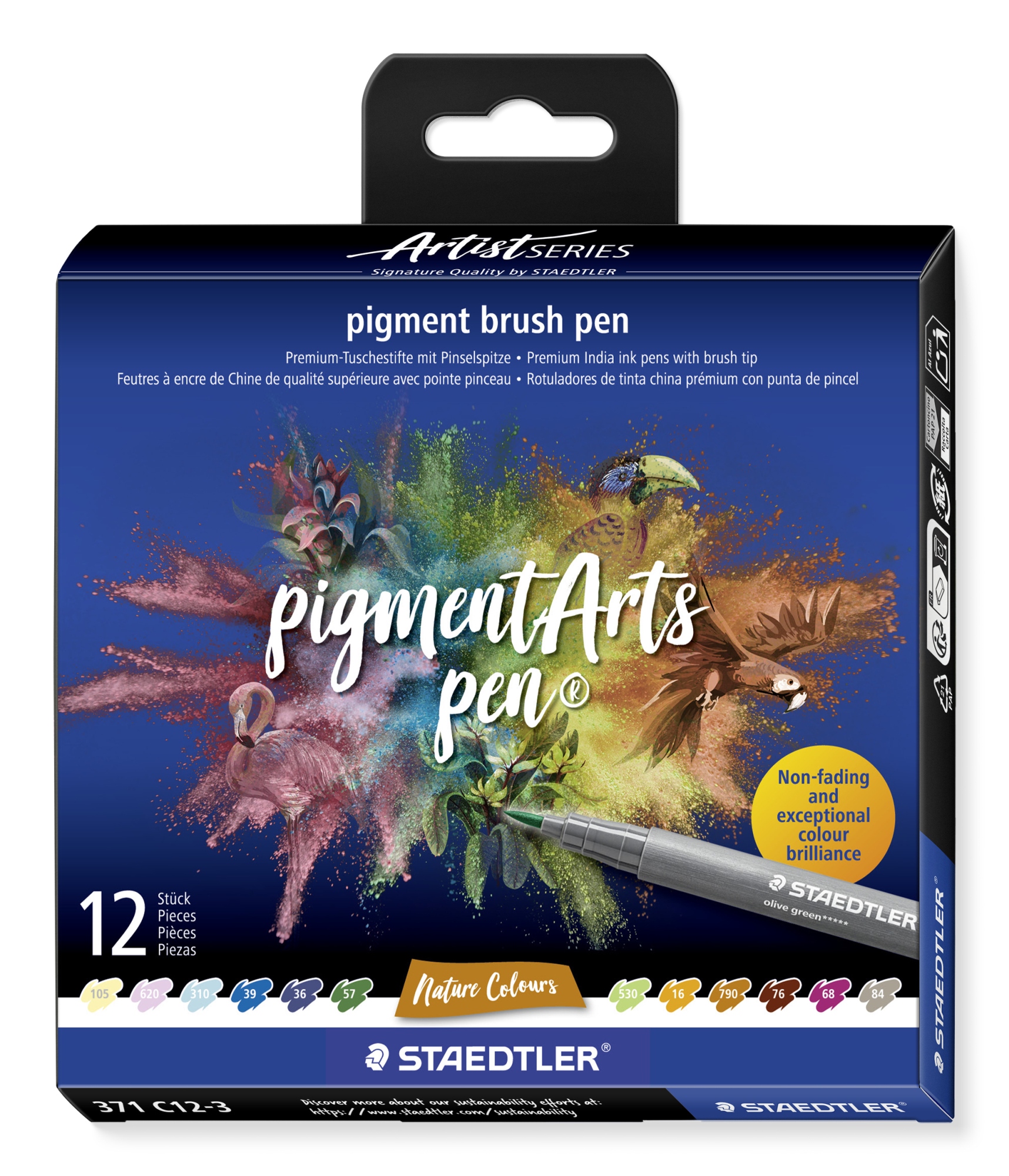 Pigment Arts Brush Pen Nature Colors rotulador Multicolor 12 pieza(s)
