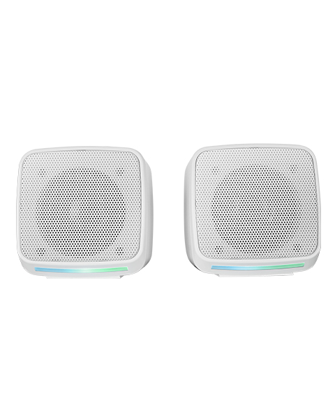 MS-PRO, Altavoces Compactos 10W, Iluminación RGB Flow Dinámica, Altavoz PC con Caja de Control y Entrada Jack 3.5mm, Altavoces Gaming Compatibles con PC / Mac / Smartphone / Tablet, Blanco