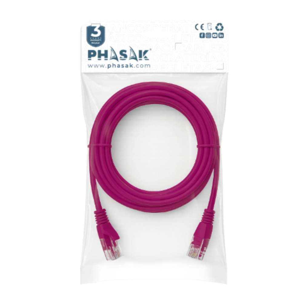 Cable de Red 100% Cu Cat.6 UTP Sólido Violeta 7 M