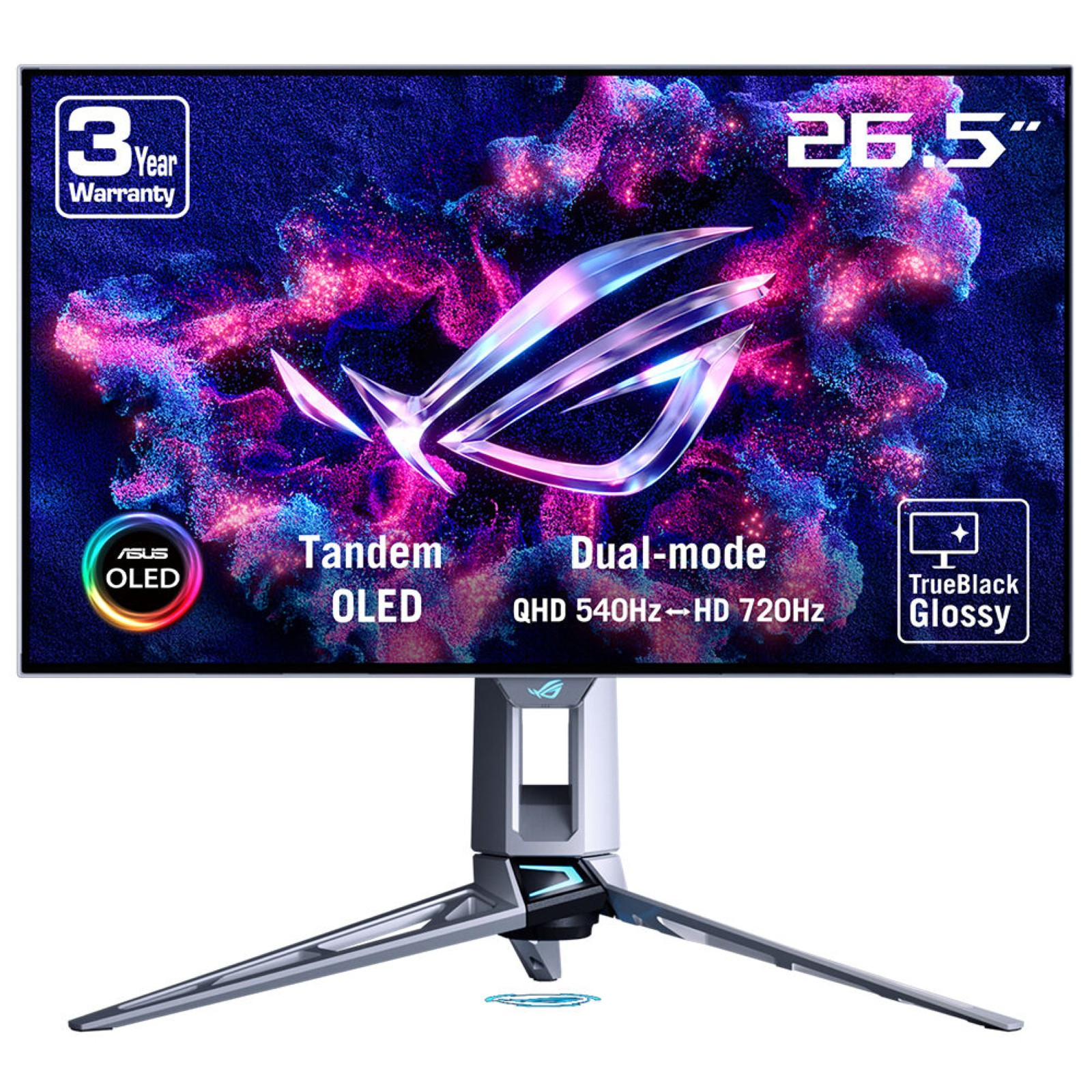 ROG Swift OLED PG27AQWP-W pantalla para PC 67,3 cm (26.5") 2560 x 1440 Pixeles Quad HD LCD Plata