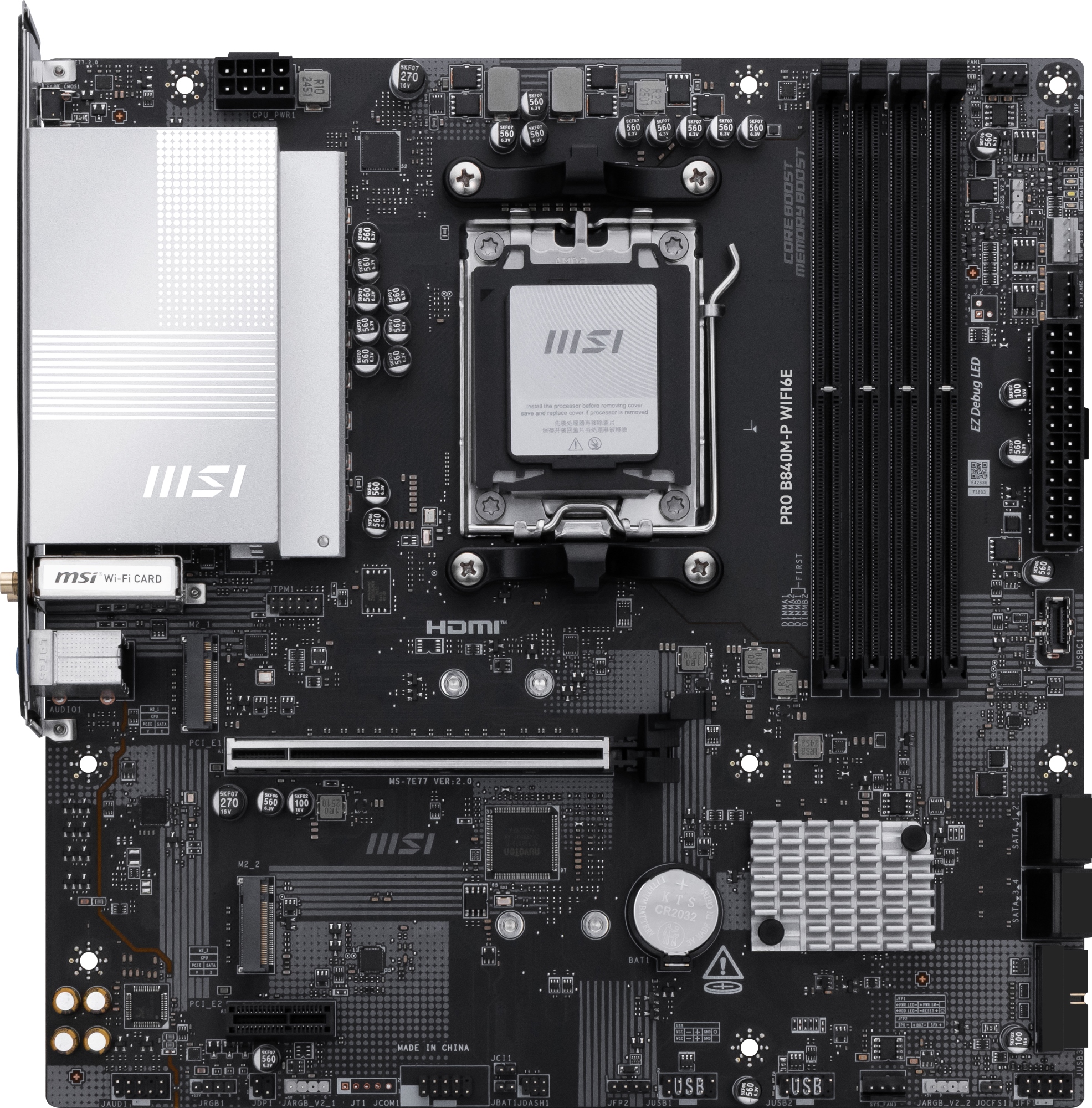 PRO B840M-P WIFI6E placa base AMD B840 Zócalo AM5 micro ATX