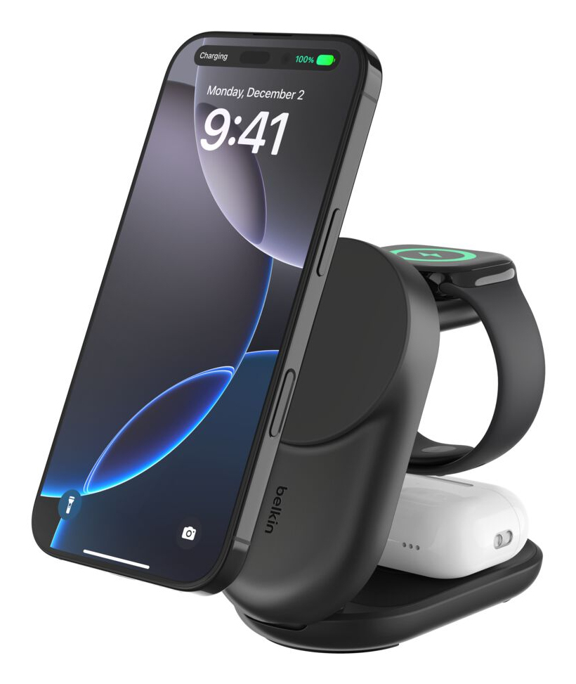 Qi2 Fitness tracker, Auriculares, Smartphone, Reloj inteligente Negro USB Cargador inalámbrico Carga rápida Interior
