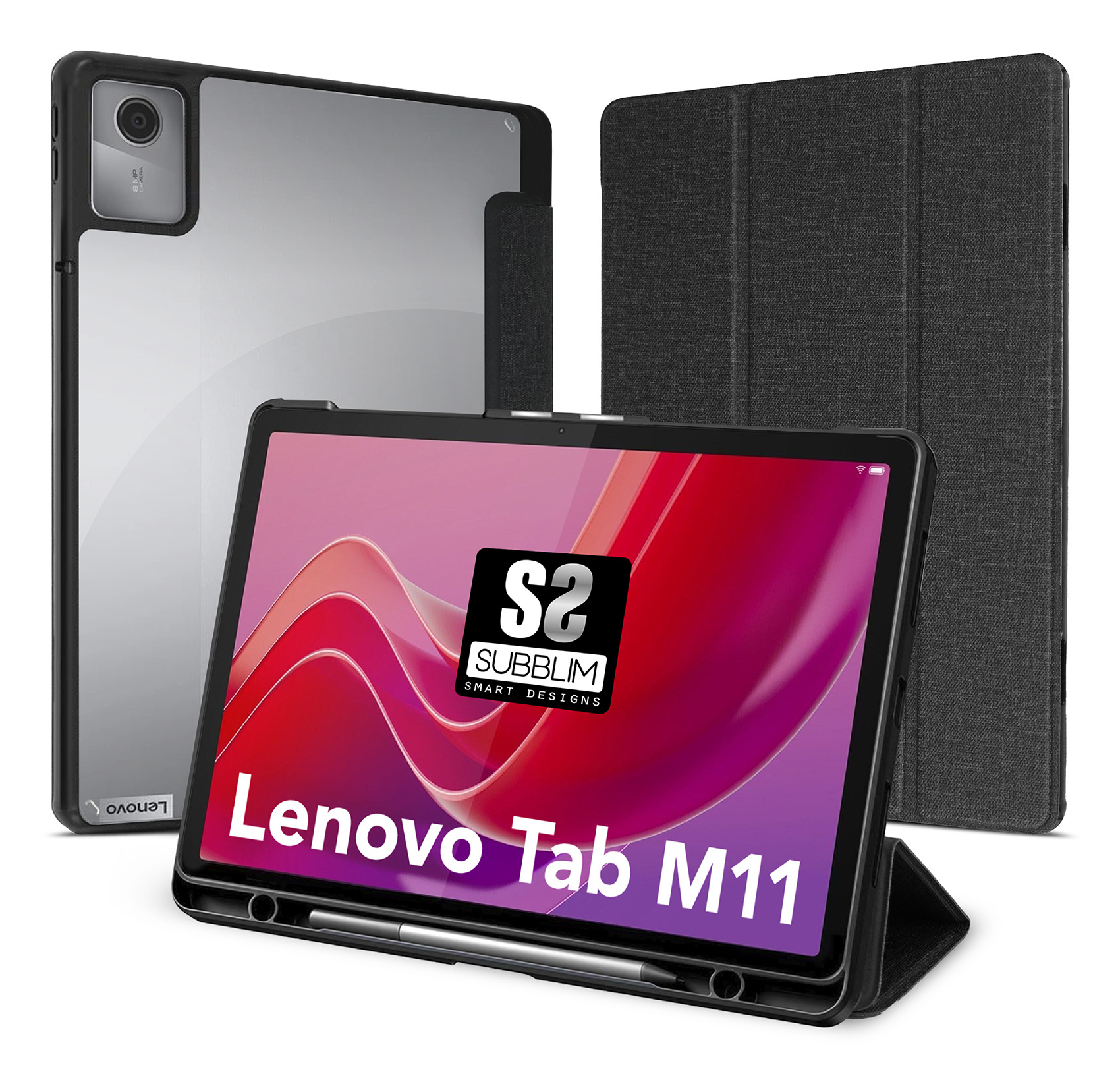 Funda Tablet Clear Shock Case Compatible con Lenovo Tab M11 Negro 11" SmartCover