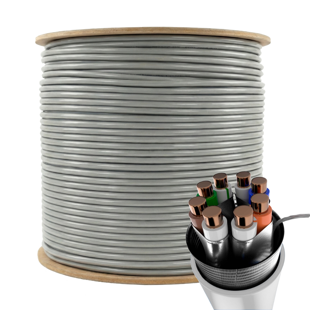 Bobina Cobre 100% Sólido S/FTP Certificada LSZH AWG23 Cat.6A 305 m cable de red - PHR 660