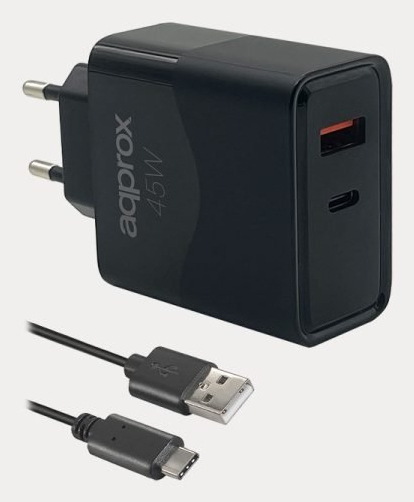 APPUSBWALL45W cargador de dispositivo móvil Universal Negro Corriente alterna Carga rápida Interior