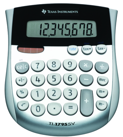 TI-1795 SV calculadora Escritorio Calculadora básica Negro, Plata, Blanco