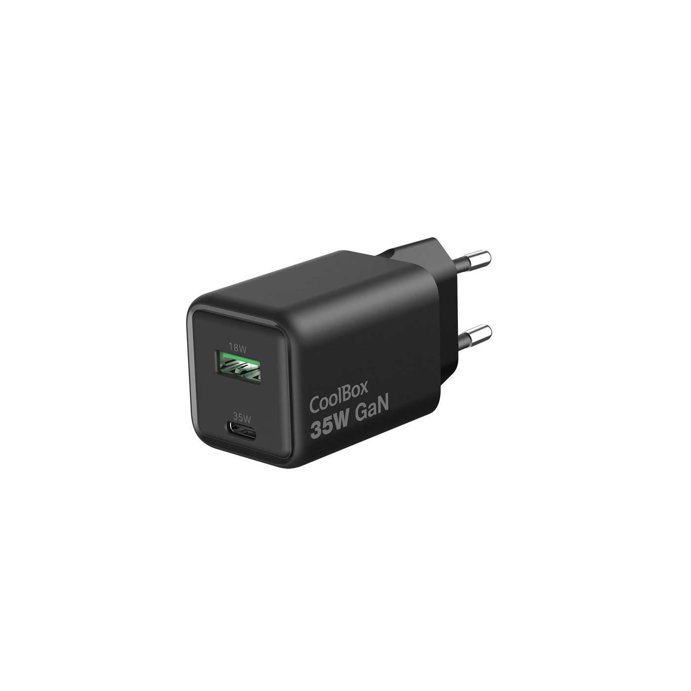 CARGADOR GAN 35W USB-A/USB-C PARED NEGRO