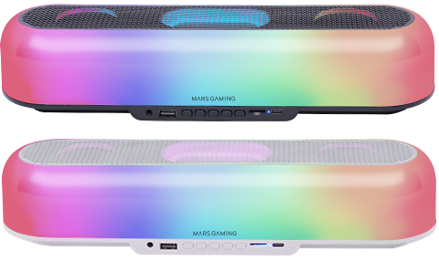 MSB-ORB, Altavoz Portátil + Barra de Sonido 20W, Iluminación Orbilight RGB 360º, Soundbar con Sistema de Triple Driver, Altavoces Gaming Bluetooth 5.3 / USB / MicroSD / AUX / FM, Negro