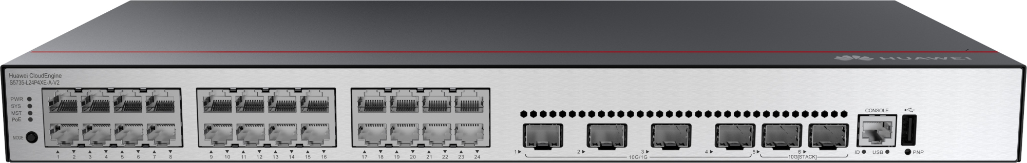 CloudEngine S5735-L24P4XE-A-V2 Gestionado L3 Gigabit Ethernet (10/100/1000) Energía sobre Ethernet (PoE) 1U Negro, Plata
