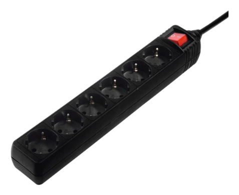 69030394 base múltiple 1,4 m 6 salidas AC Interior Negro