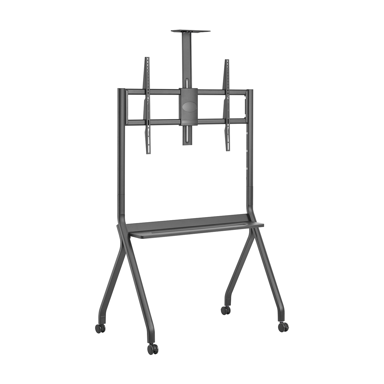 Soporte de Suelo Pro Con Rueda, 1 Bandeja Y Soporte de Camara Para Pantalla Interactiva/TV 120kg de 55"-100", Negro