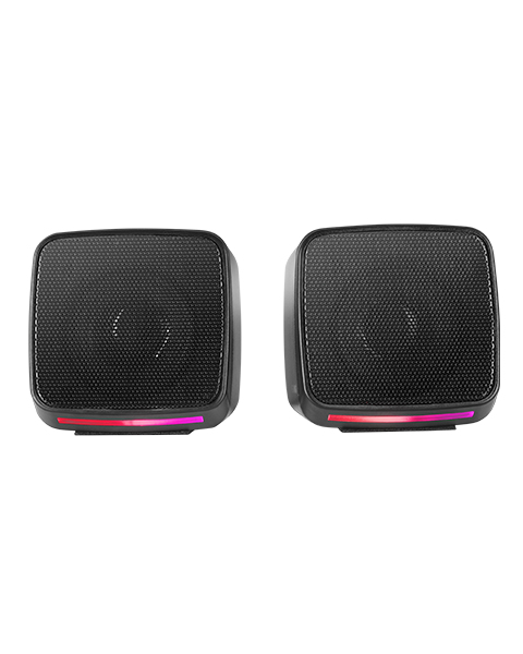 MS-PRO, Altavoces Compactos 10W, Iluminación RGB Flow Dinámica, Altavoz PC con Caja de Control y Entrada Jack 3.5mm, Altavoces Gaming Compatibles con PC / Mac / Smartphone / Tablet, Negro