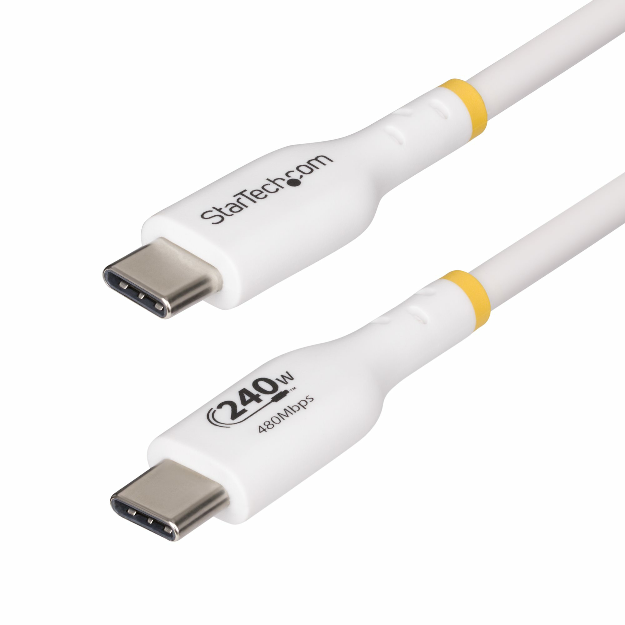 Cable de Carga para Portátil USB-C de 2m - Cable USB Tipo C USB 2.0 para Portátil - Blanco - Cable con Certificación USB-IF - PD 240W EPR - Recubrimiento de TPE - M/M