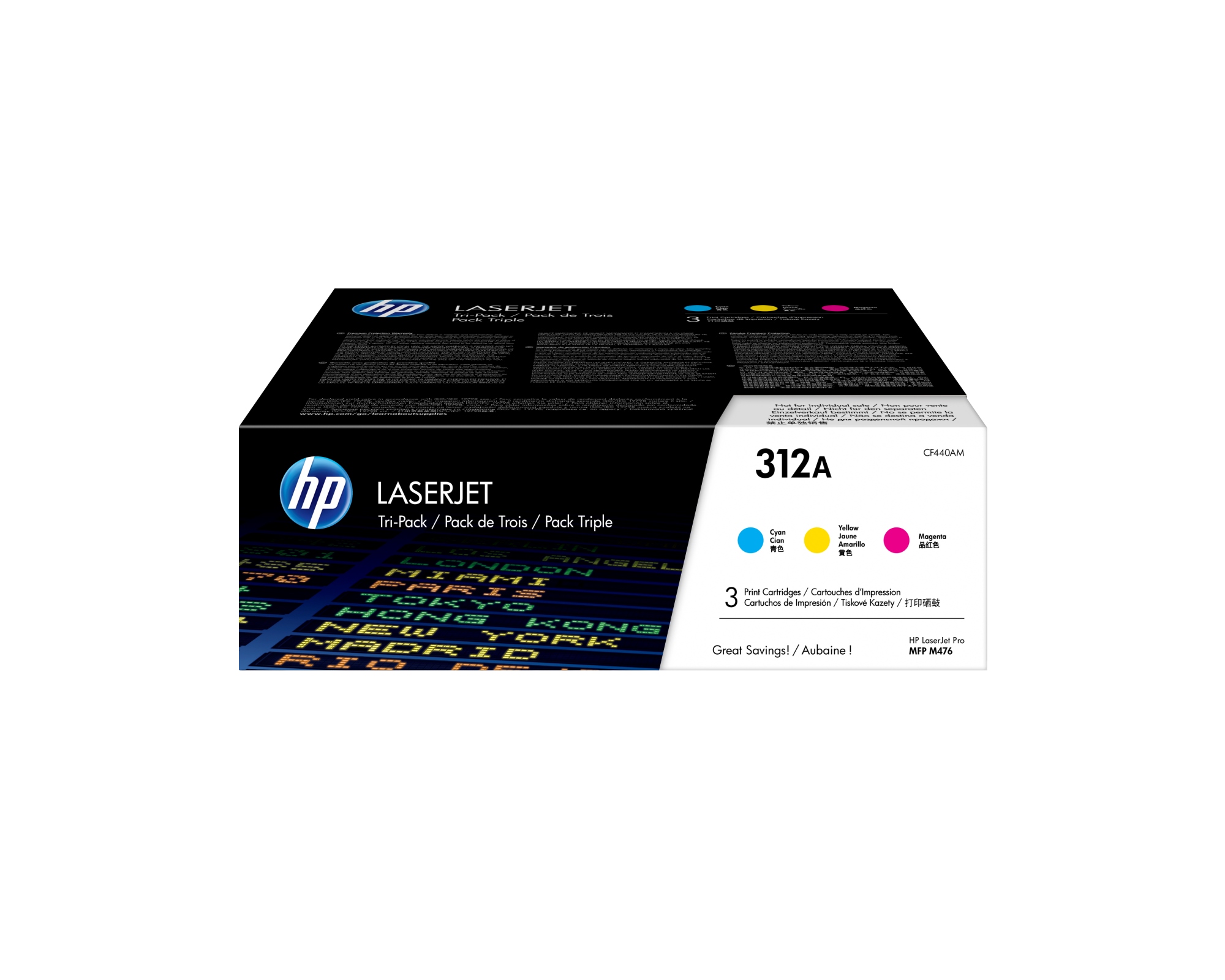 Cartucho de tóner Tri-Pack 312A cian para LaserJet