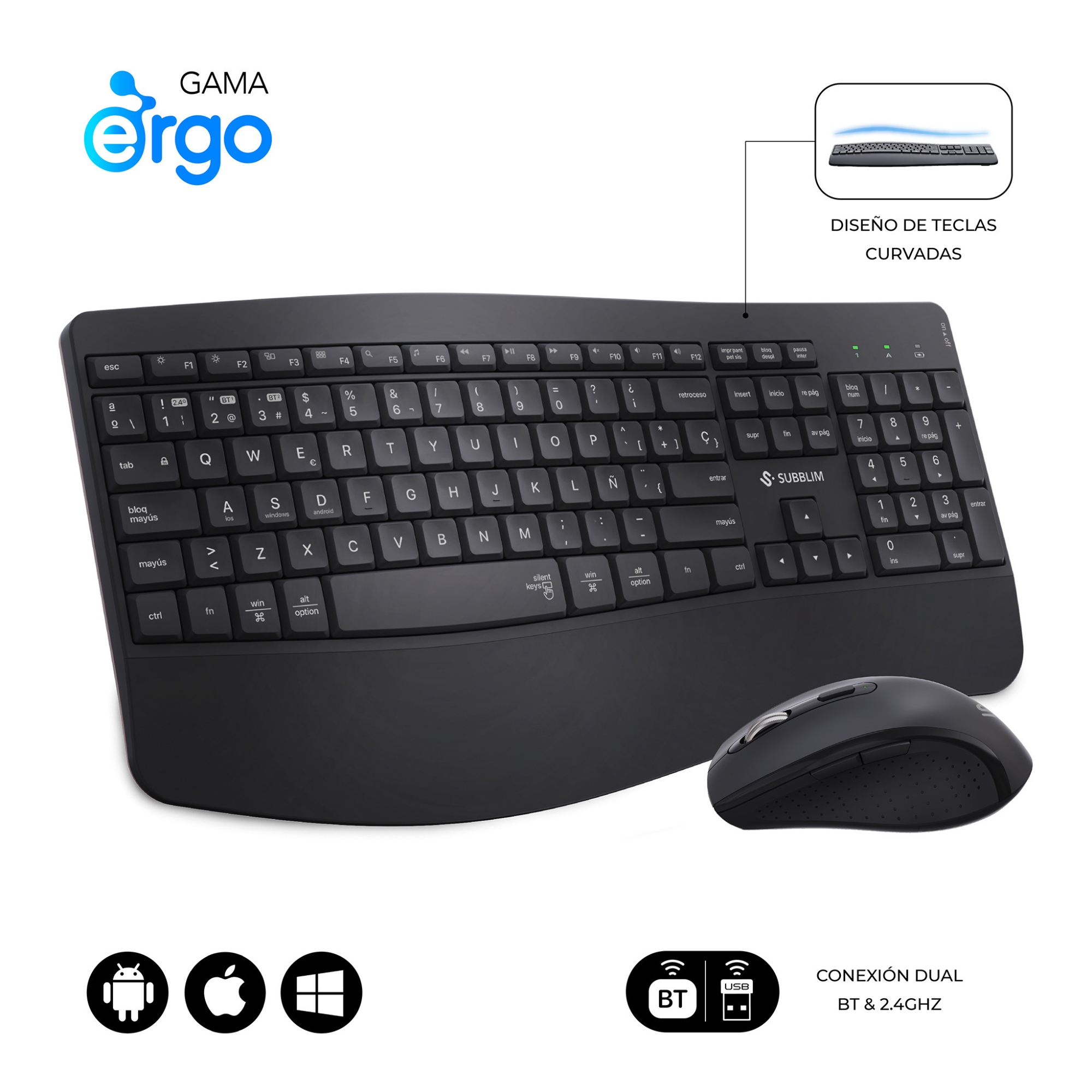 Teclado con ratón COMBO DUAL OFFICE PROWAVE BLACK