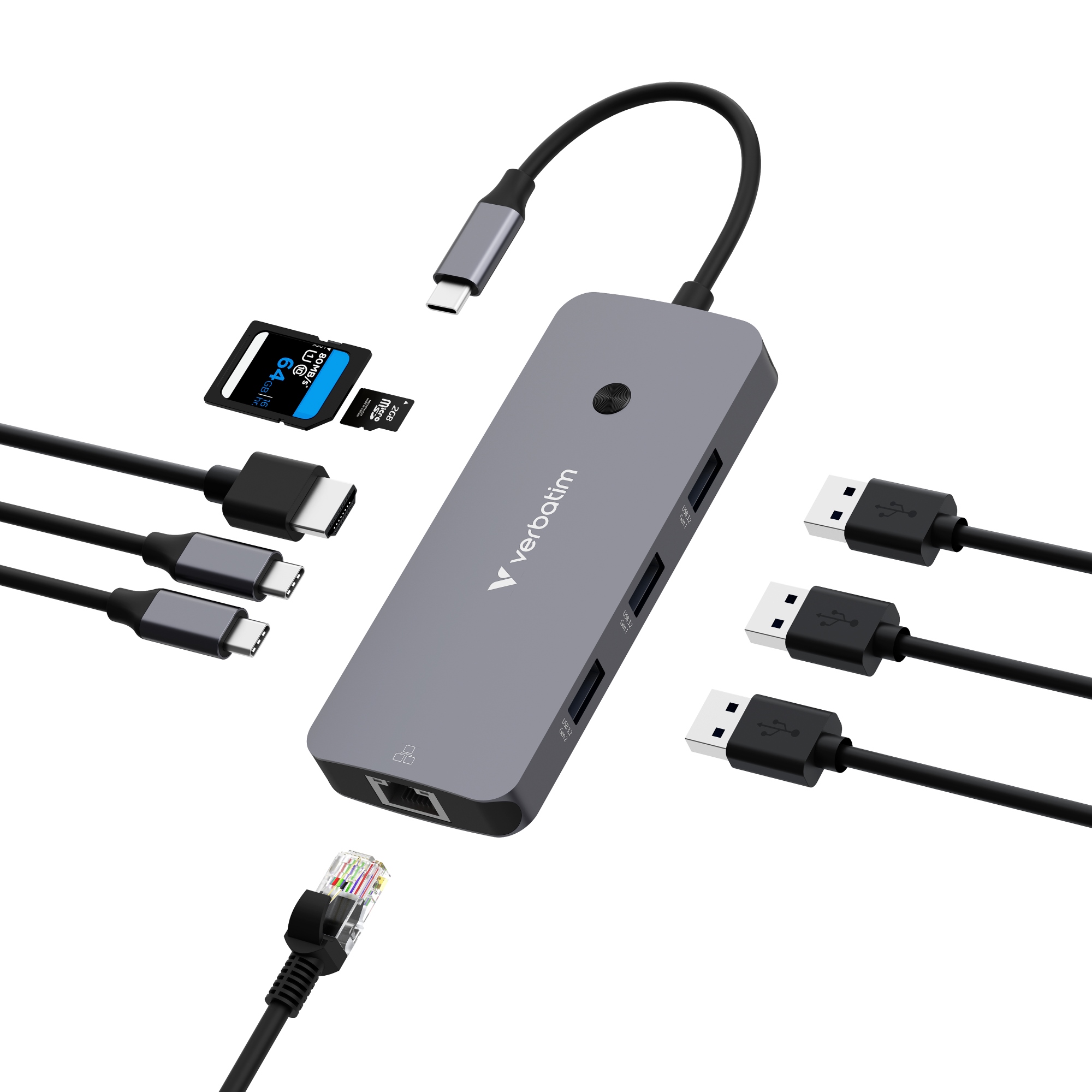 CMH-09 USB Tipo C 10000 Mbit/s Plata