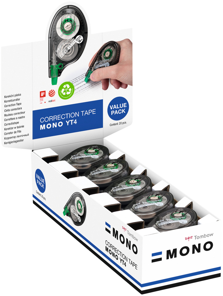MONO YT4 20pcs corrección de películo/cinta 10 m Blanco 20 pieza(s)