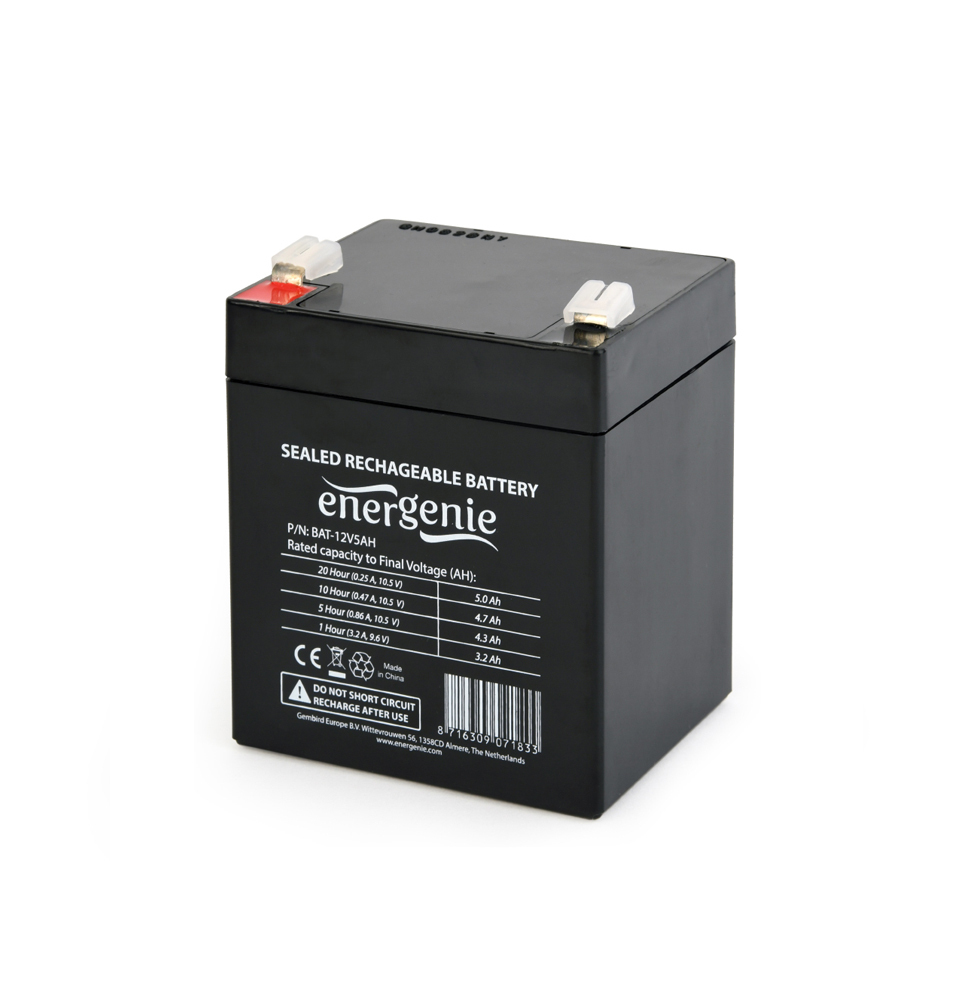 12V, 5Ah Sealed Lead Acid (VRLA)