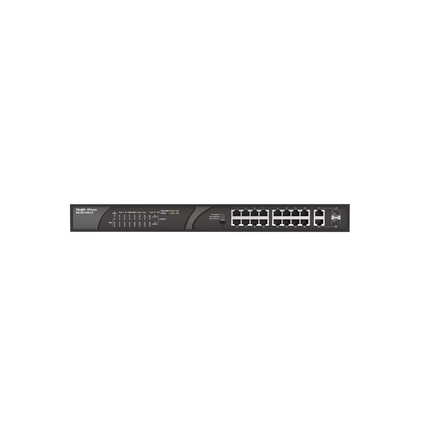 RG-ES118S-LP switch No administrado Fast Ethernet (10/100) Energía sobre Ethernet (PoE) Negro