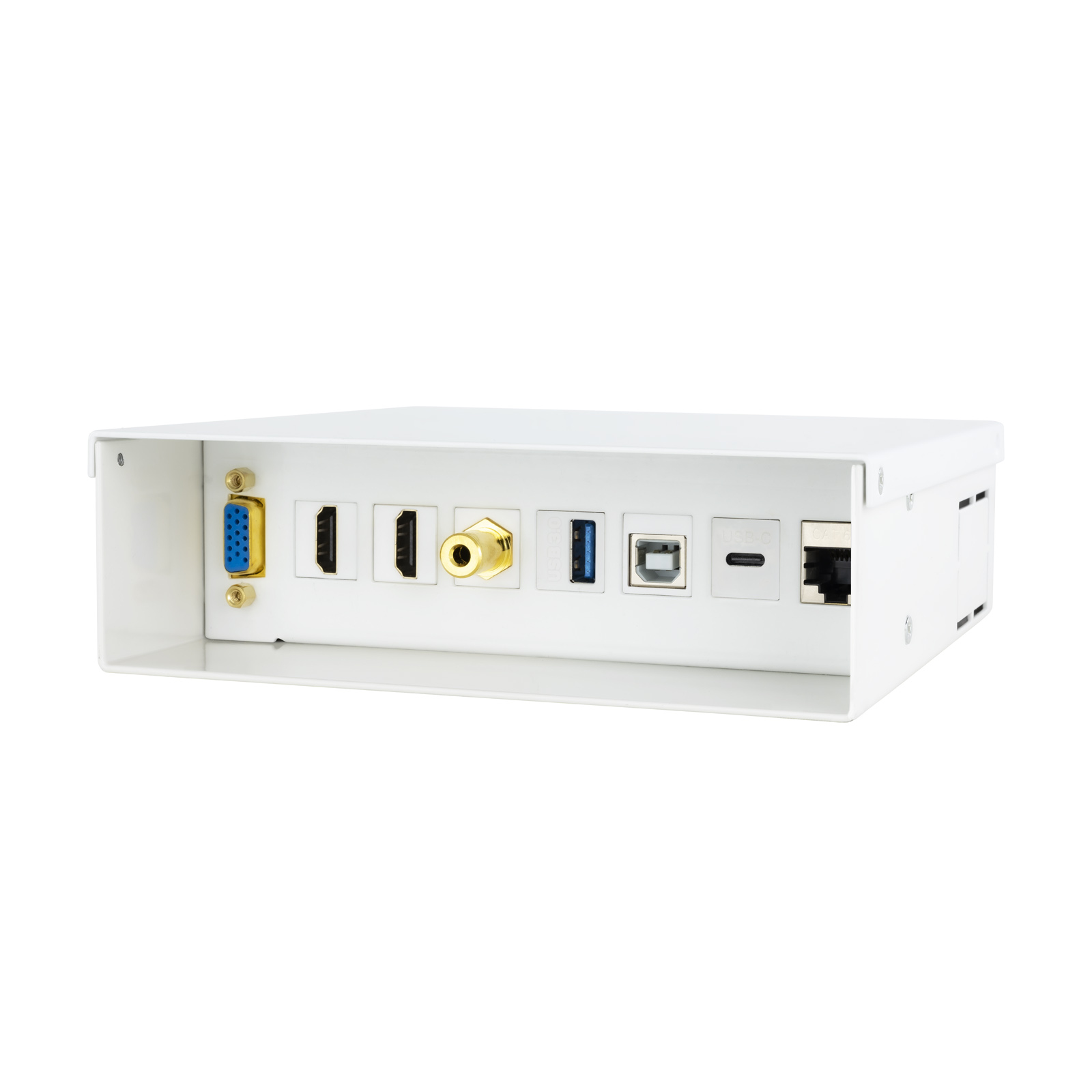 Caja de conexiones multimedia de pared VGA + 2xHDMI + JACK3.5 + 1xUSB-C 10G + 1xUSB-B 2.0 + 1xUSB-A 3.0 + 1xRJ45 Cat.6A STP, Blanco