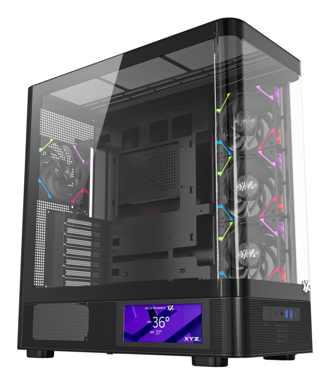 QUANTUM PRO, TORRE GAMING , 4x VENTILADORES, PWM, BTF, PANTALLA 6,2" , TIPO C , ATX, NEGRA