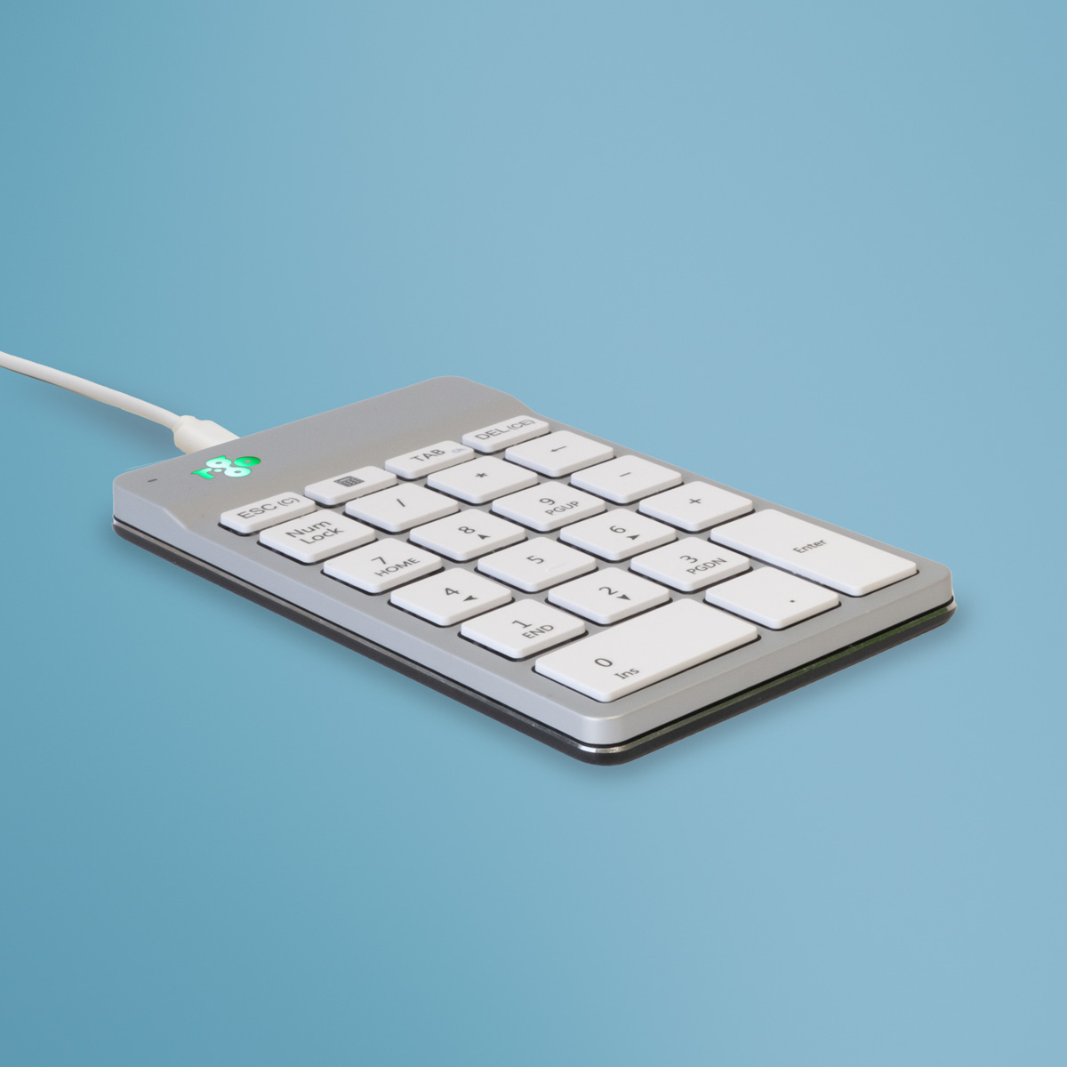Teclado numérico R-Go Numpad Break, teclado numérico ergonómico con software de pausa, con cable, blanco