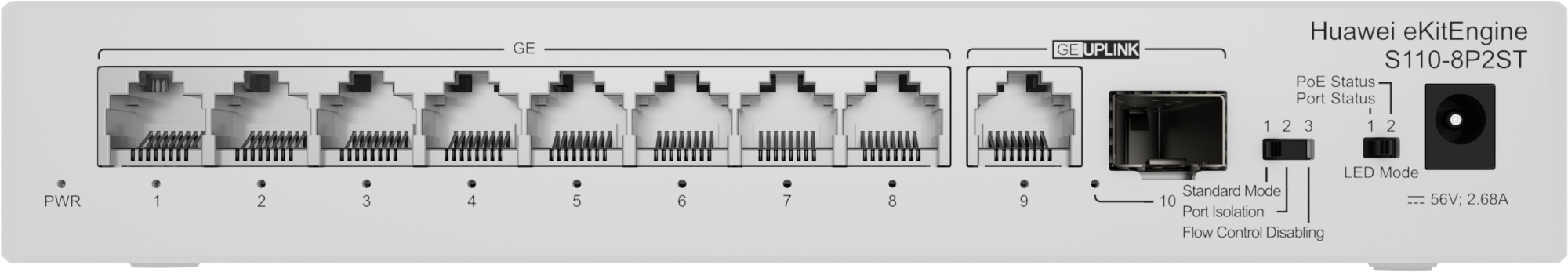S110 Series S110-8P2ST No administrado L2 Gigabit Ethernet (10/100/1000) Energía sobre Ethernet (PoE) Gris