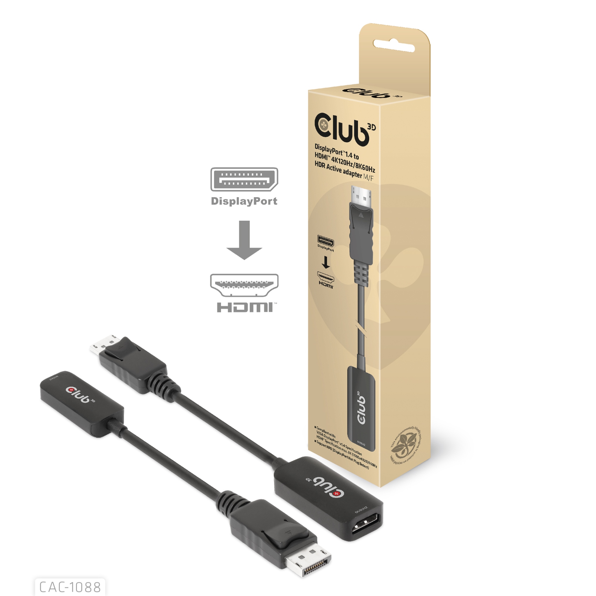 Adaptador activo DisplayPort1.4 a HDMI 4K120Hz/8K60Hz HDR M/H