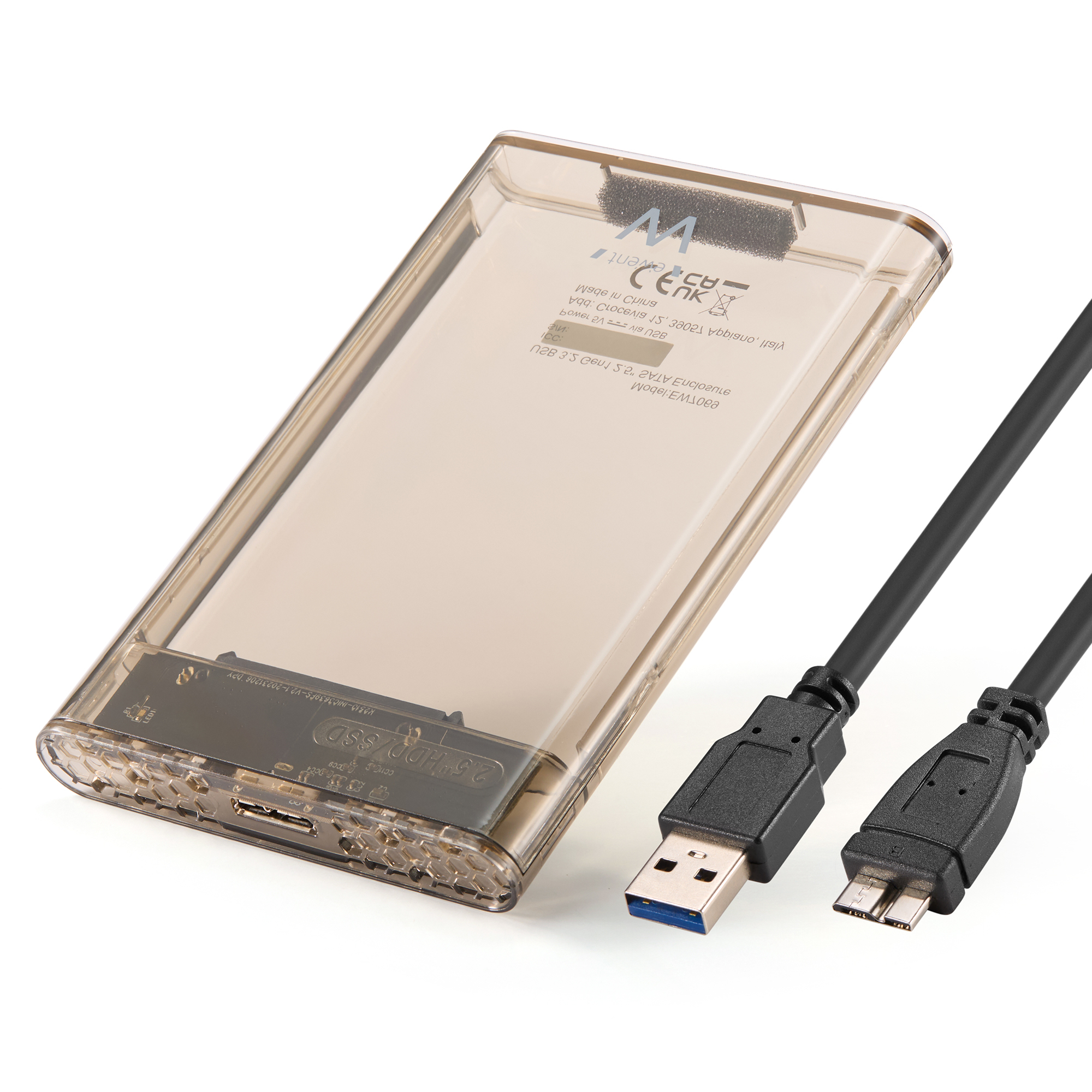 EW7069 caja para disco duro externo Caja externa para unidad de estado sólido (SSD) Transparente 2.5"
