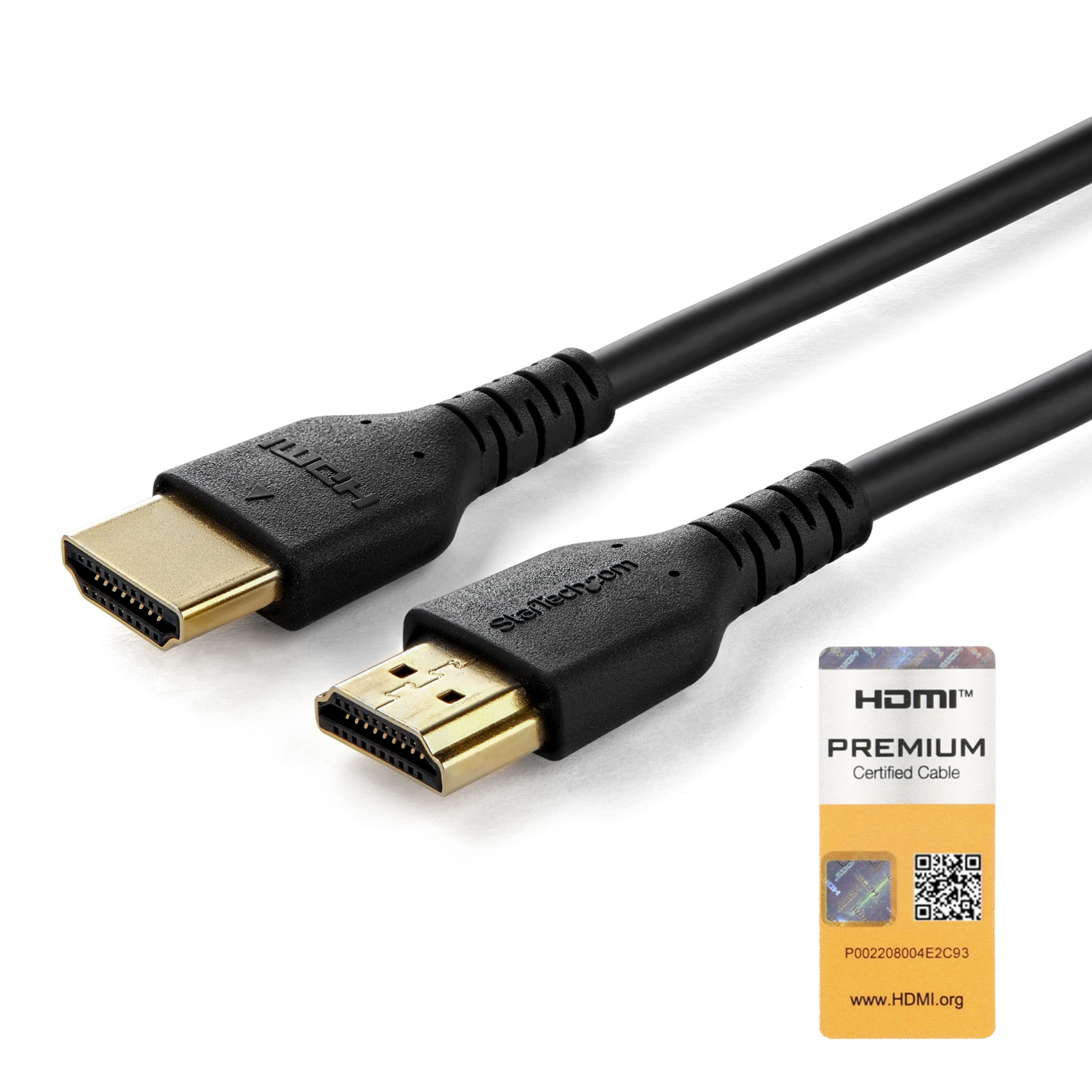 Cable HDMI 2.0 Certificado Premium de Alta Velocidad con Ethernet de 1m - Delgado - UHD 4K 60Hz - con Fibra de Aramida - HDMI 2.0 - TPE - para Monitores y TV