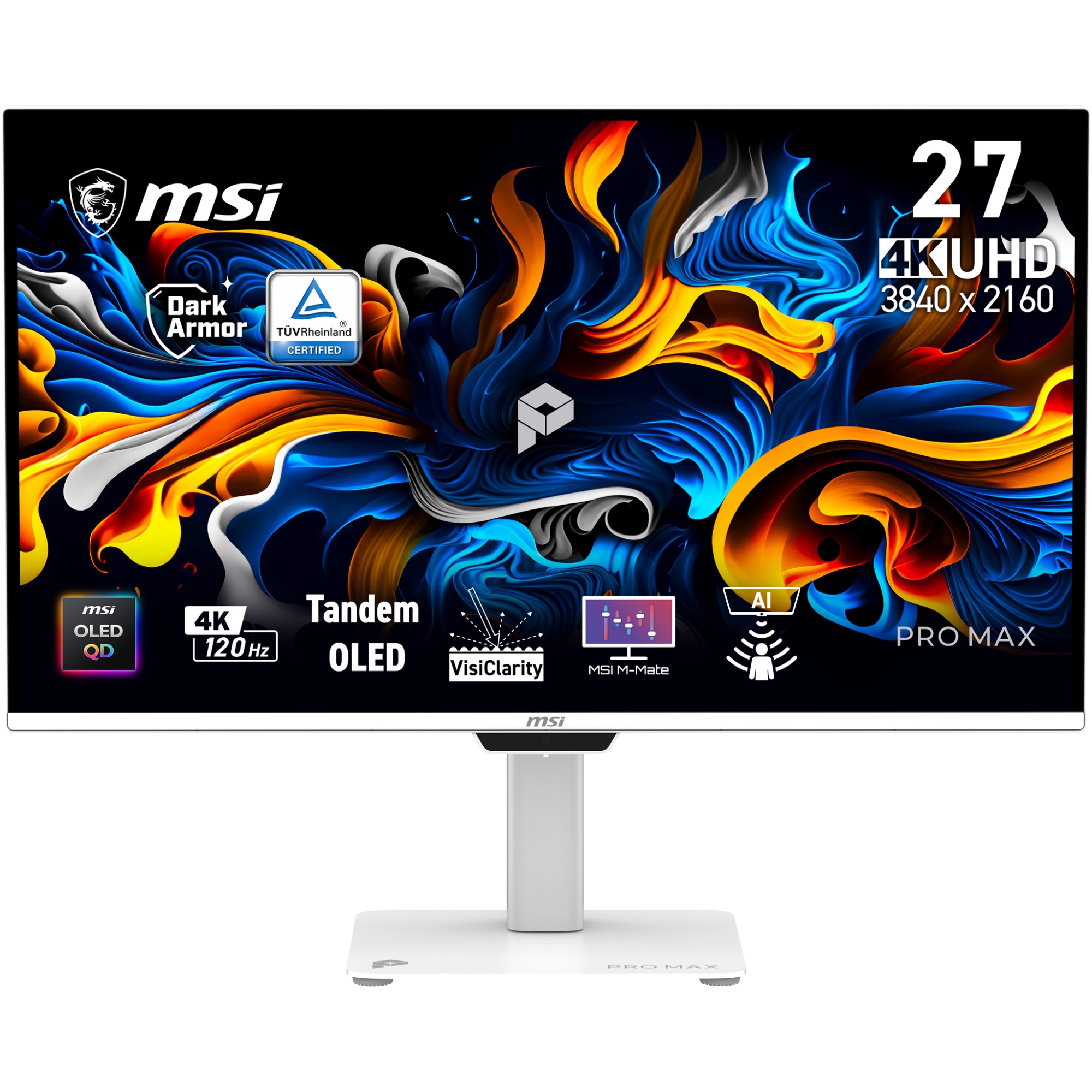 Pro MAX 271UPXW12G pantalla para PC 67,3 cm (26.5") 3840 x 2160 Pixeles UltraWide Full HD QD-OLED Blanco
