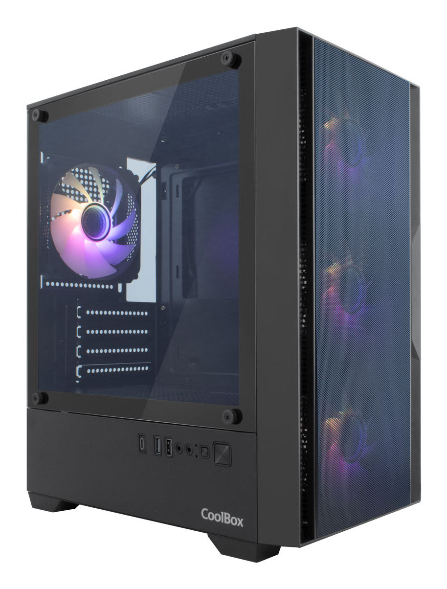 Gaming caja MATX GM220 fusion negra mesh USB-C 3.2 gen1 sin fte+ 4 vent. ARGB