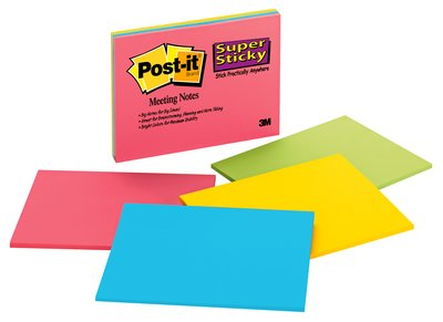 6845-SSP nota autoadhesiva Rectángulo Azul, Verde, Rojo, Amarillo 45 hojas Autoadhesivo