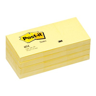 Notes, 1.5 in x 2 in, Canary Yellow, 12 Pads/Pack nota autoadhesiva Amarillo 100 hojas Autoadhesivo