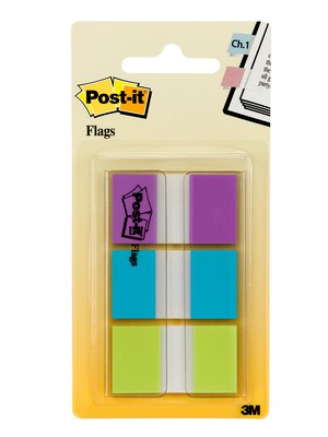 Flags, Purple, Blue, Green, 1 in Wide, 60/On-the-Go Dispenser bandera adhesiva 60 hojas