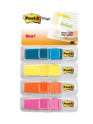 Highlighting Flags, Bright Colors, 1/2 in Wide, 35/Disp, 4 Disp/Pack bandera adhesiva 35 hojas