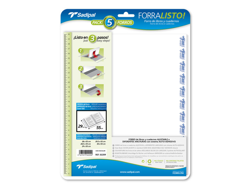 Blister 5 forros en polipropileno 80 micras 29x52cm SAD02209
