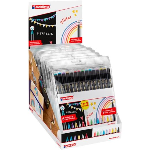 Rotulador 1200 Metálico/Glitter Punta Fina Colores Surtidos Expositor 15 Packs 4-1200-15 - Color no elegible