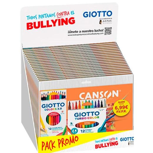 Pack Promo Dibujo Contra el Bulling Expositor de 20 unidades (A4 10h 130g + Lápices Colors 3.0 Est.12 + Rotulador Turbo Color Est. 12)