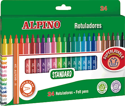 Rotuladores Standard Larga Duración Estuche de 24 Colores Surtidos